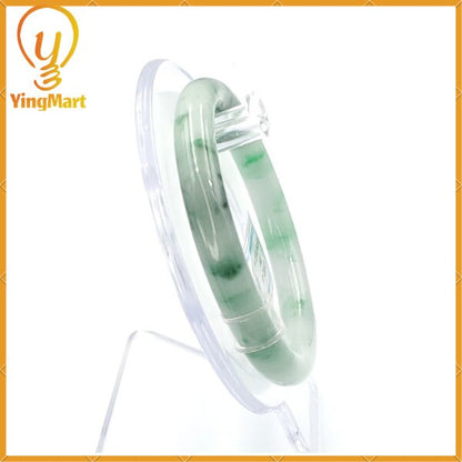 YingCollection 56mm PNJ220845 Certified Natural Color Green With Black Brown Spot Jadeite Jade Bangle Bracelet, Real Gemstone, Jewelry