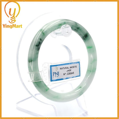 YingCollection 56mm PNJ220845 Certified Natural Color Green With Black Brown Spot Jadeite Jade Bangle Bracelet, Real Gemstone, Jewelry