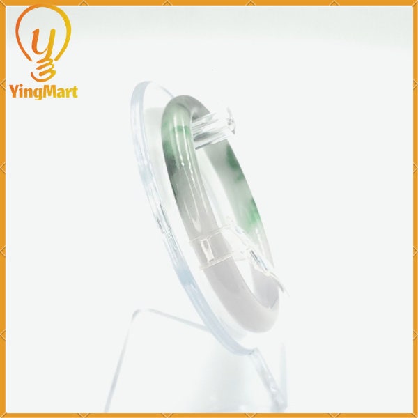 YingCollection 56mm PNJ220871 Certified Natural Color Green With Black Brown Spot Jadeite Jade Bangle Bracelet, Real Gemstone, Jewelry