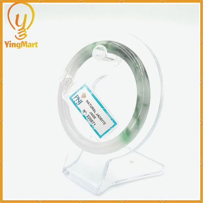 YingCollection 56mm PNJ220871 Certified Natural Color Green With Black Brown Spot Jadeite Jade Bangle Bracelet, Real Gemstone, Jewelry