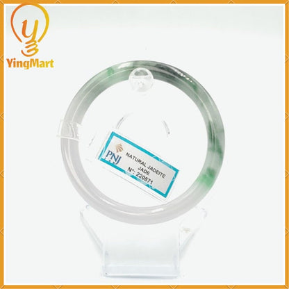 YingCollection 56mm PNJ220871 Certified Natural Color Green With Black Brown Spot Jadeite Jade Bangle Bracelet, Real Gemstone, Jewelry