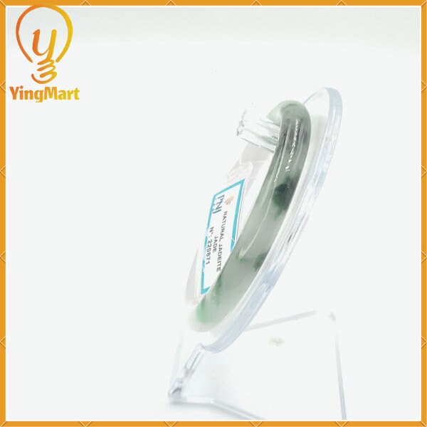 YingCollection 56mm PNJ220871 Certified Natural Color Green With Black Brown Spot Jadeite Jade Bangle Bracelet, Real Gemstone, Jewelry