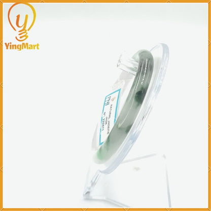 YingCollection 56mm PNJ220871 Certified Natural Color Green With Black Brown Spot Jadeite Jade Bangle Bracelet, Real Gemstone, Jewelry