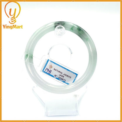 YingCollection 56mm PNJ220873 Certified Natural Color Green With Black Brown Spot Jadeite Jade Bangle Bracelet, Real Gemstone, Jewelry