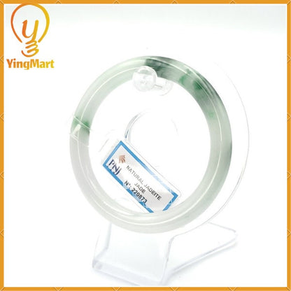 YingCollection 56mm PNJ220873 Certified Natural Color Green With Black Brown Spot Jadeite Jade Bangle Bracelet, Real Gemstone, Jewelry