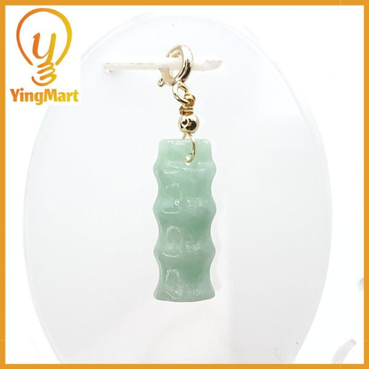 Yingmart Light Green Bamboo Burmese Myanmar Genuine Jadeite Jade Grade A Hand Craving Semi-Translucent Pedant