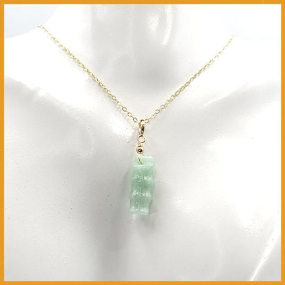 Yingmart Light Green Bamboo Burmese Myanmar Genuine Jadeite Jade Grade A Hand Craving Semi-Translucent Pedant