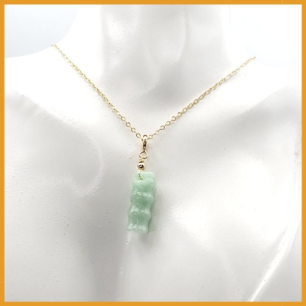 Yingmart Light Green Bamboo Burmese Myanmar Genuine Jadeite Jade Grade A Hand Craving Semi-Translucent Pedant