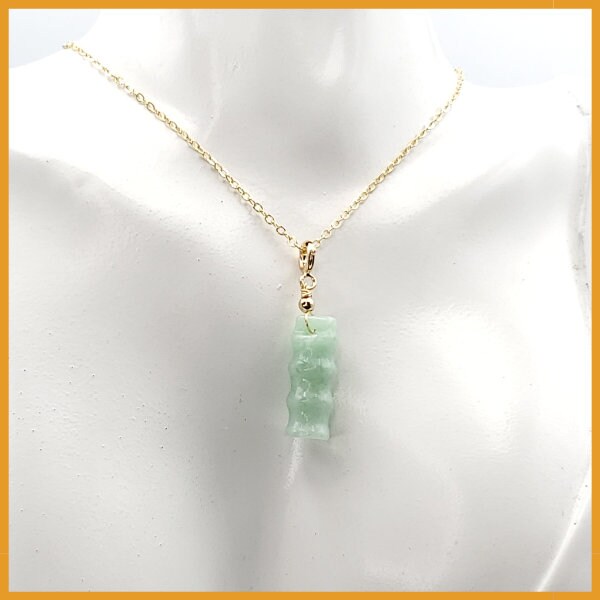 Yingmart Light Green Bamboo Burmese Myanmar Genuine Jadeite Jade Grade A Hand Craving Semi-Translucent Pedant