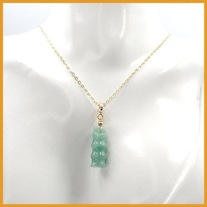 Yingmart Light Green Bamboo Burmese Myanmar Genuine Jadeite Jade Grade A Hand Craving Semi-Translucent Pedant