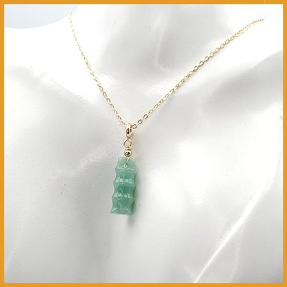 Yingmart Light Green Bamboo Burmese Myanmar Genuine Jadeite Jade Grade A Hand Craving Semi-Translucent Pedant