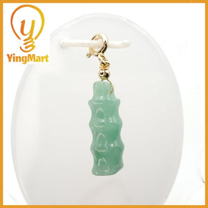 Yingmart Light Green Bamboo Burmese Myanmar Genuine Jadeite Jade Grade A Hand Craving Semi-Translucent Pedant