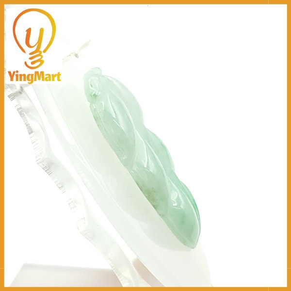 Yingmart Light Apple Green Leaf Burmese Myanmar Genuine Jadeite Jade Grade A Type A Hand-Craving Pedant