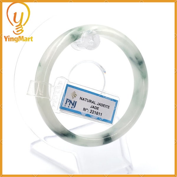 YingCollection 55mm PNJ221611 Certified Natural Color Green With Black Brown Spot Jadeite Jade Bangle Bracelet, Real Gemstone, Jewelry