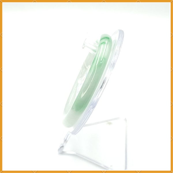 YingCollection 56mm PNJ222540 Certified Natural Color Green With Black Brown Spot Jadeite Jade Bangle Bracelet, Real Gemstone, Jewelry