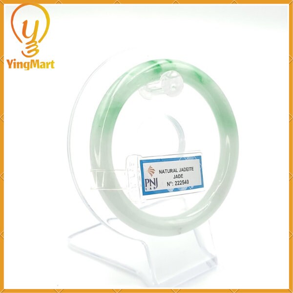 YingCollection 56mm PNJ222540 Certified Natural Color Green With Black Brown Spot Jadeite Jade Bangle Bracelet, Real Gemstone, Jewelry