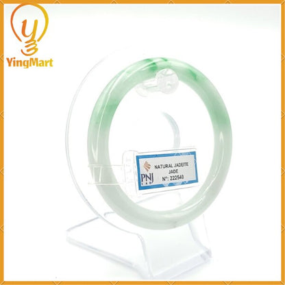 YingCollection 56mm PNJ222540 Certified Natural Color Green With Black Brown Spot Jadeite Jade Bangle Bracelet, Real Gemstone, Jewelry