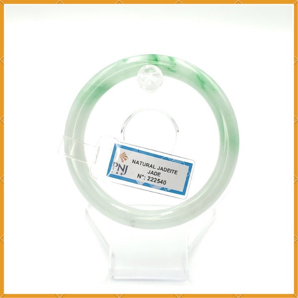 YingCollection 56mm PNJ222540 Certified Natural Color Green With Black Brown Spot Jadeite Jade Bangle Bracelet, Real Gemstone, Jewelry