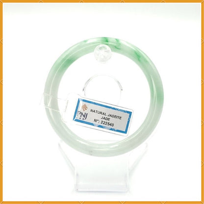 YingCollection 56mm PNJ222540 Certified Natural Color Green With Black Brown Spot Jadeite Jade Bangle Bracelet, Real Gemstone, Jewelry