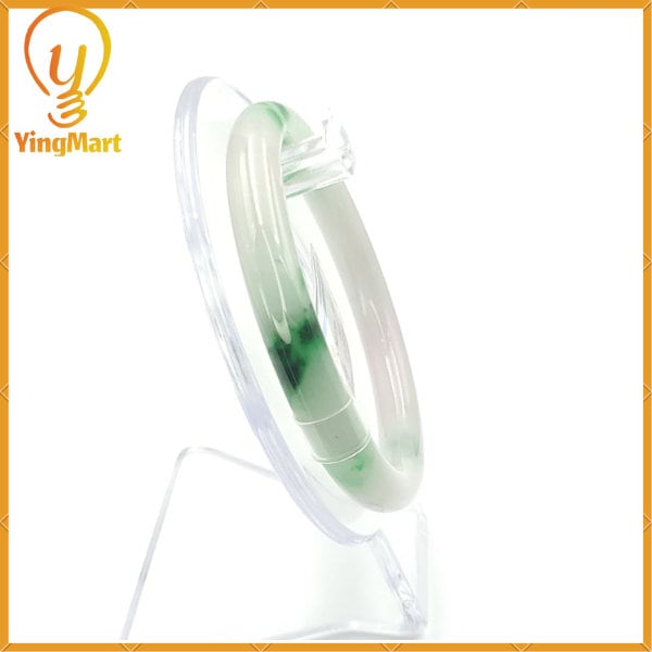 YingCollection 56mm PNJ222544 Certified Natural Color Green With Black Brown Spot Jadeite Jade Bangle Bracelet, Real Gemstone, Jewelry