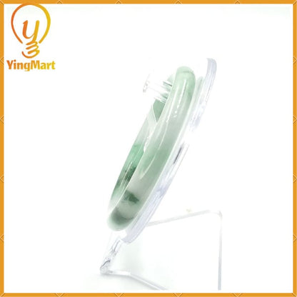 YingCollection 56mm PNJ222550 Certified Natural Color Green With Black Brown Spot Jadeite Jade Bangle Bracelet, Real Gemstone, Jewelry