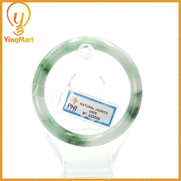 YingCollection 56mm PNJ222550 Certified Natural Color Green With Black Brown Spot Jadeite Jade Bangle Bracelet, Real Gemstone, Jewelry