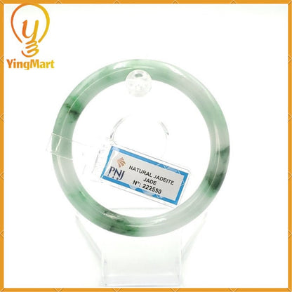 YingCollection 56mm PNJ222550 Certified Natural Color Green With Black Brown Spot Jadeite Jade Bangle Bracelet, Real Gemstone, Jewelry
