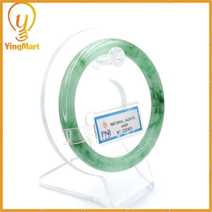 YingCollection 56mm PNJ222551 Certified Natural Color Green With Black Brown Spot Jadeite Jade Bangle Bracelet, Real Gemstone, Jewelry