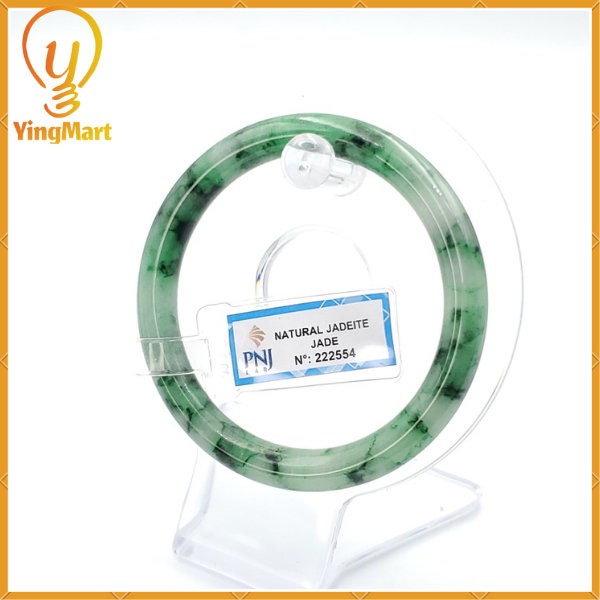 YingCollection 56mm PNJ222554 Certified Natural Color Green With Black Brown Spot Jadeite Jade Bangle Bracelet, Real Gemstone, Jewelry