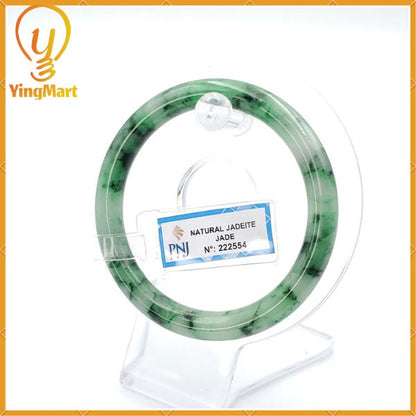 YingCollection 56mm PNJ222554 Certified Natural Color Green With Black Brown Spot Jadeite Jade Bangle Bracelet, Real Gemstone, Jewelry