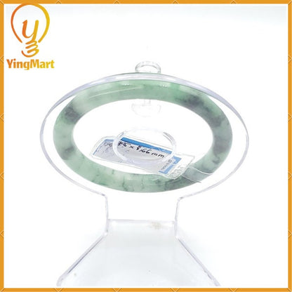 YingCollection 56mm PNJ222554 Certified Natural Color Green With Black Brown Spot Jadeite Jade Bangle Bracelet, Real Gemstone, Jewelry