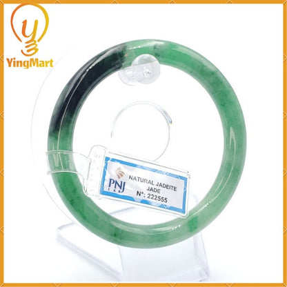 YingCollection 59mm PNJ222555 Certified Natural Color Green With Black Brown Spot Jadeite Jade Bangle Bracelet, Real Gemstone, Jewelry