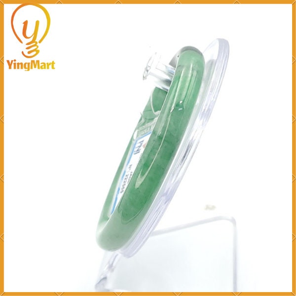 YingCollection 59mm PNJ222555 Certified Natural Color Green With Black Brown Spot Jadeite Jade Bangle Bracelet, Real Gemstone, Jewelry