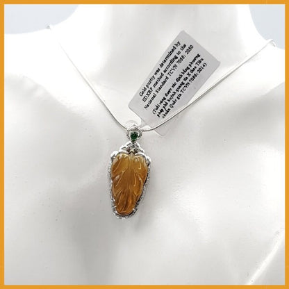 Yingmart VIP Icy Translucent Yellow Burmese Myanmar Genuine Jadeite Real Jade Grade A Pedant with 18K Gold and Natural Diamond Hook Setting