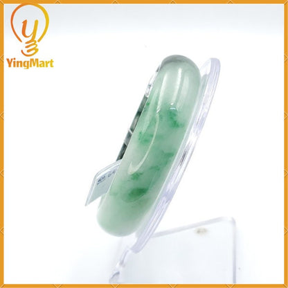 YingCollection 59mm PNJ222559 Certified Natural Color Green With Black Brown Spot Jadeite Jade Bangle Bracelet, Real Gemstone, Jewelry