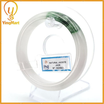 YingCollection 59mm PNJ222563 Certified Natural Color Green With Black Brown Spot Jadeite Jade Bangle Bracelet, Real Gemstone, Jewelry