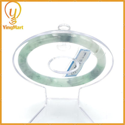 YingCollection 59mm PNJ226709 Certified Natural Color Green With Black Brown Spot Jadeite Jade Bangle Bracelet, Real Gemstone, Jewelry
