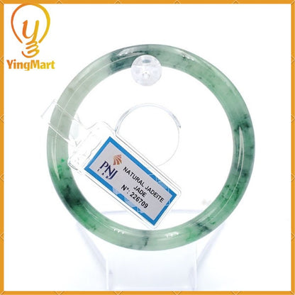 YingCollection 59mm PNJ226709 Certified Natural Color Green With Black Brown Spot Jadeite Jade Bangle Bracelet, Real Gemstone, Jewelry