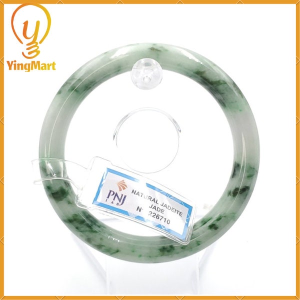 Jade Bangle 58mm PNJ226710 Certified | Yingmart Natural Color Green White to Green, Grey White, Brown Jadeite Jade Bracelet for Men, Women.
