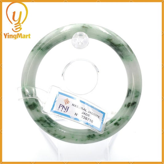 Jade Bangle 58mm PNJ226710 Certified | Yingmart Natural Color Green White to Green, Grey White, Brown Jadeite Jade Bracelet for Men, Women.