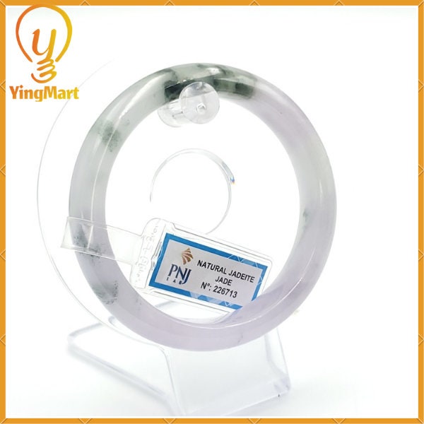 YingCollection 58mm PNJ226713 Certified Natural Color Green With Black Brown Spot Jadeite Jade Bangle Bracelet, Real Gemstone, Jewelry