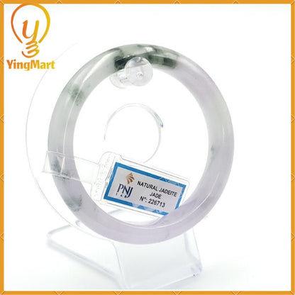 YingCollection 58mm PNJ226713 Certified Natural Color Green With Black Brown Spot Jadeite Jade Bangle Bracelet, Real Gemstone, Jewelry