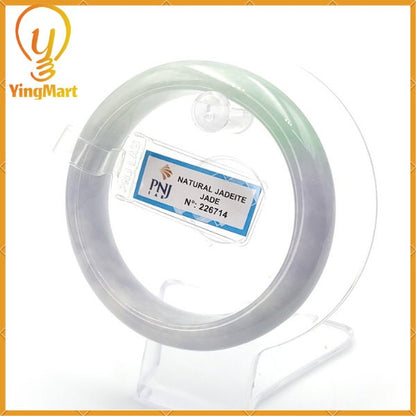 Jade Bangle 58mm PNJ226714 Certified | Yingmart Natural Color White to Green, Very Light Purple Jadeite Jade Bracelet for Men, Women.