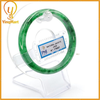 Jade Bangle 55mm PNJ179067 Certified | Yingmart Natural Color Green White to Green, Black Grey Spots Jadeite Jade Bracelet for Men, Women.