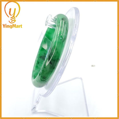 Jade Bangle 55mm PNJ179067 Certified | Yingmart Natural Color Green White to Green, Black Grey Spots Jadeite Jade Bracelet for Men, Women.