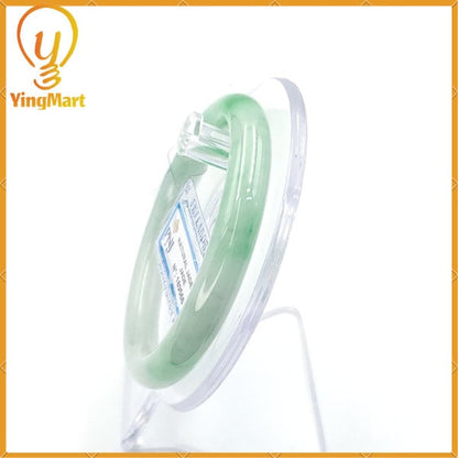 YingCollection 55mm PNJ189566 Certified Natural Color Green With Black Brown Spot Jadeite Jade Bangle Bracelet, Real Gemstone, Jewelry