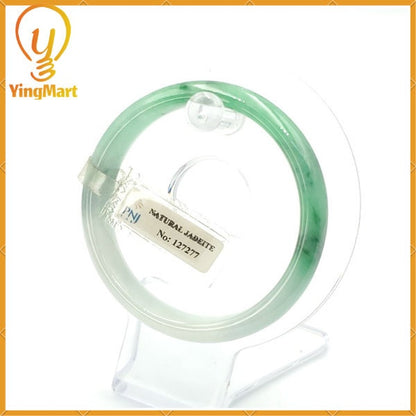 Jade Bangle 56mm PNJ127277 Certified | Natural Color Green White to Green with Black Spots Jadeite Jade Bracelet for Men, Women, Grandmother