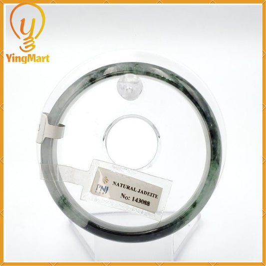 YingCollection 62mm PNJ 143088 Certified Natural Color With Black Brown Spot Jadeite Jade Bangle Bracelet, Real Gemstone, Jewelry