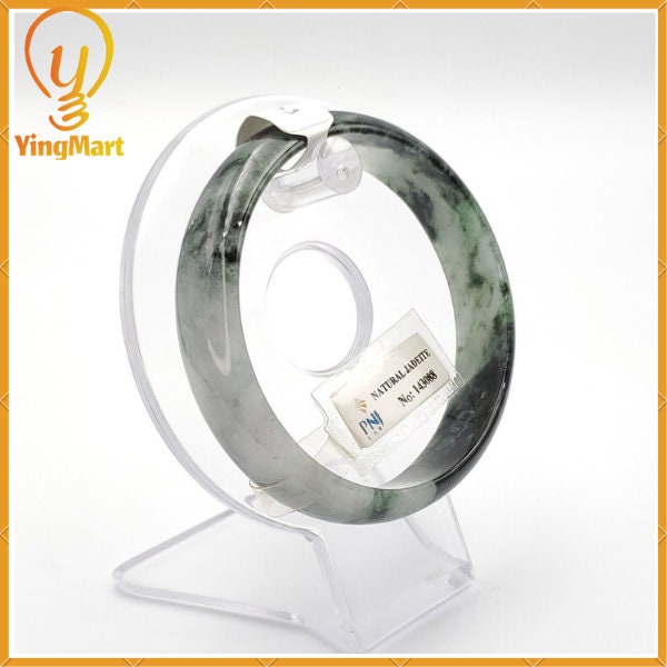 YingCollection 62mm PNJ 143088 Certified Natural Color With Black Brown Spot Jadeite Jade Bangle Bracelet, Real Gemstone, Jewelry