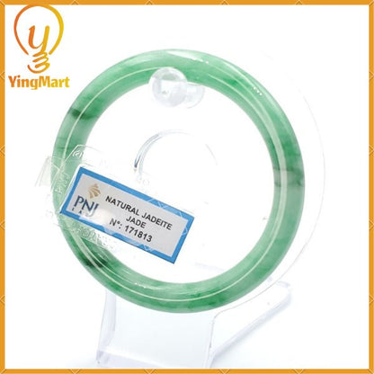 Jade Bangle 55mm PNJ171813 Certified | Natural Color Green White to Green, Grey Jadeite Jade Bracelet for Men, Women, Grandmother, Sister